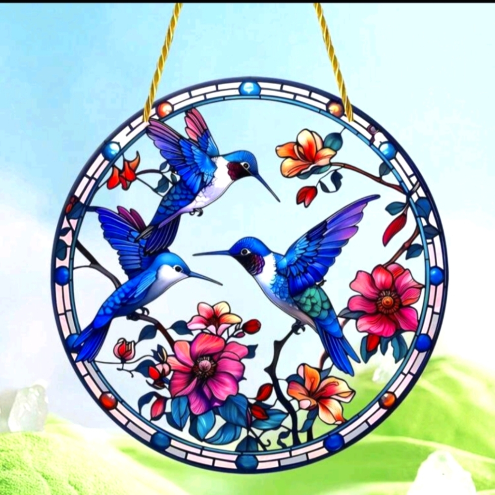 Hummingbird Acrylic Suncatcher 2D Blue